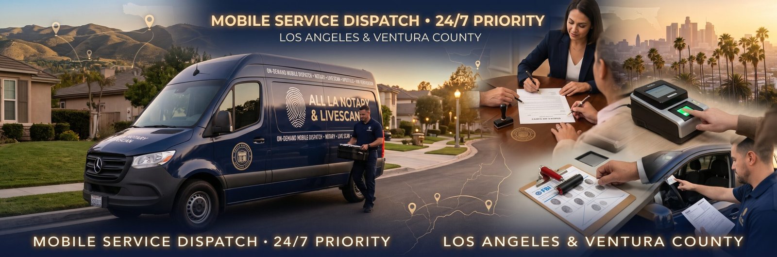 Mobile Notary Los Angeles and Live Scan Fingerprinting Service Dispatch Unit